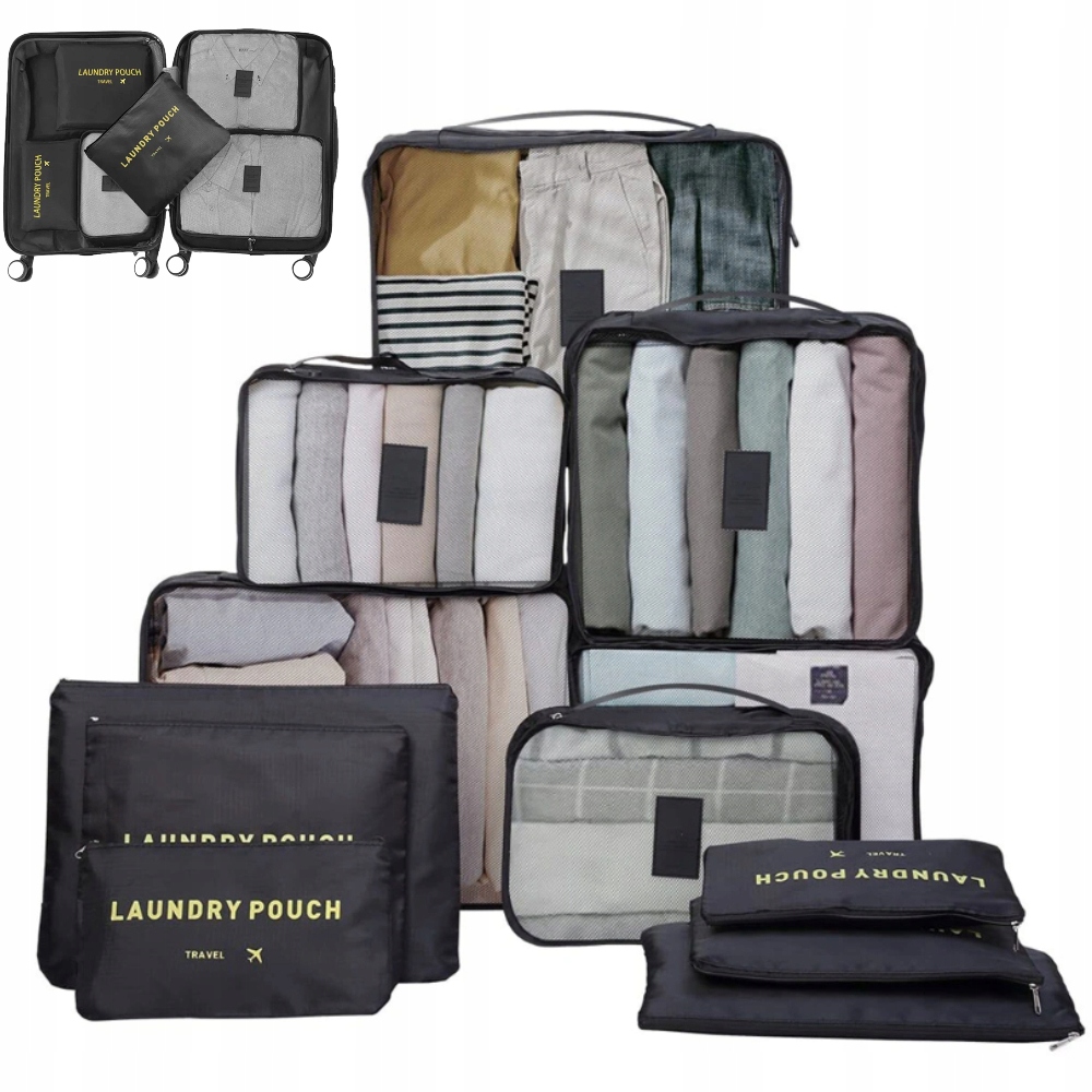 Zestaw Organizerów Organizer Podróżny Walizki Szaf Ubrań Komplet 12szt