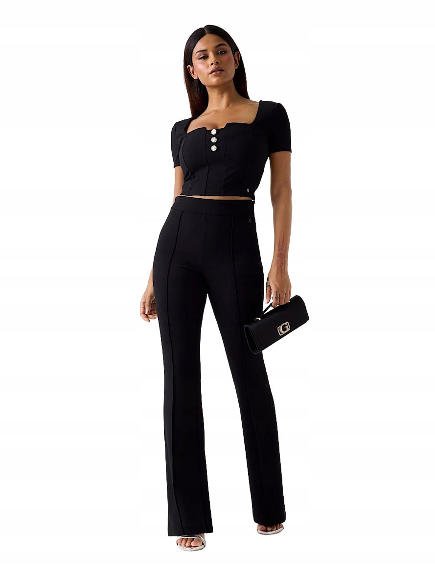 Guess Černé Elegantní Zvonové Kalhoty S Vysokým Pasem, Velikost 2CA