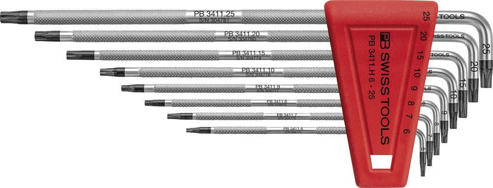 Sada Pb Swiss Tools uhlových kľúčov 9-dielna Torx T6-T25 Safety