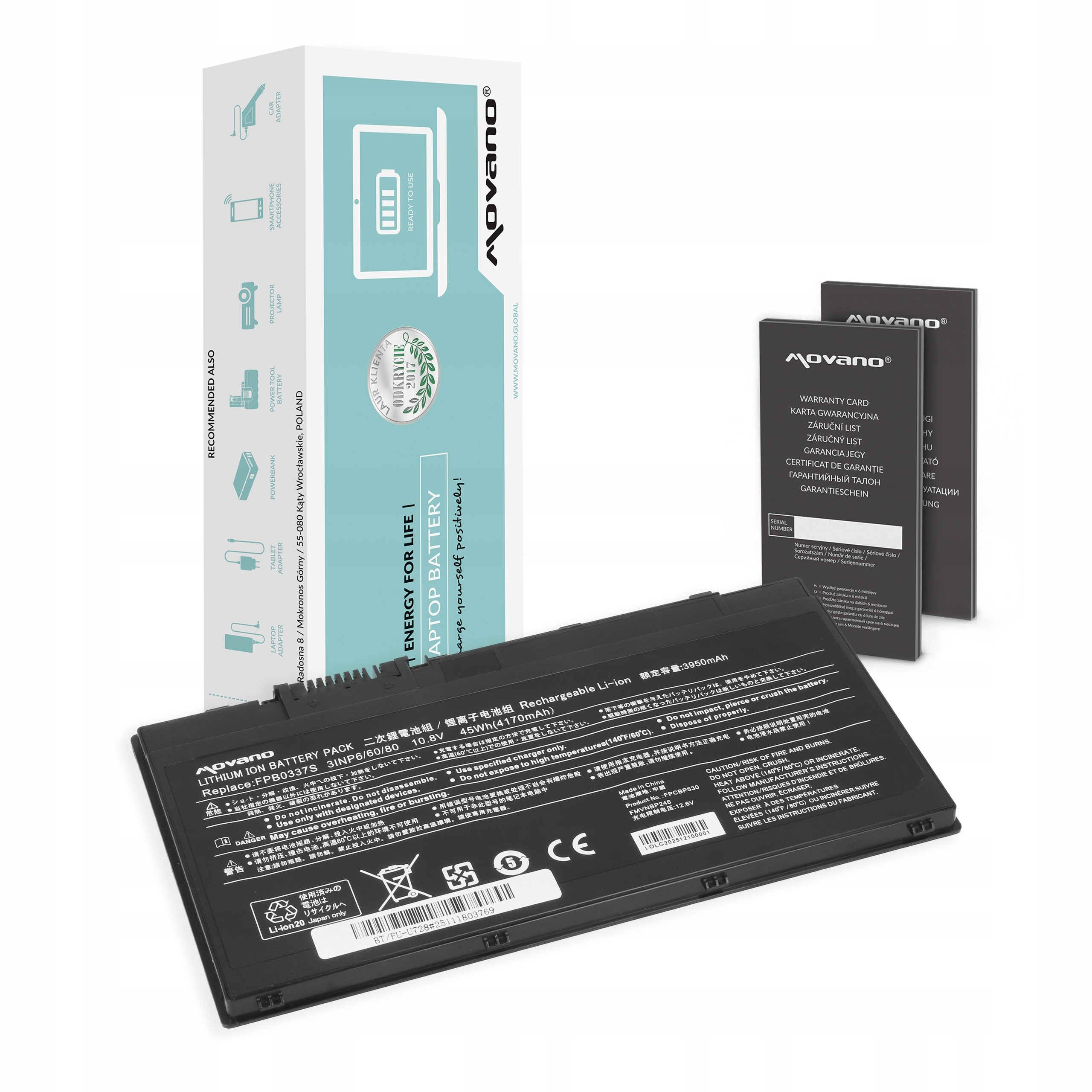 Bateria Movano do Fujitsu LifeBook P727, P728, U727, U728, U729
