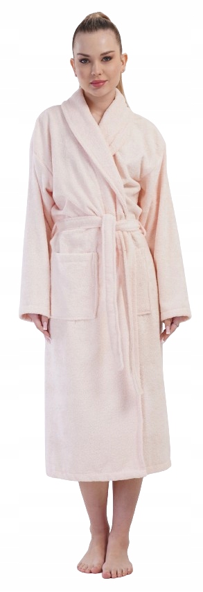 Broskvový Bavlněný Froté Župan Koupací Plášť Spa Hotel XL