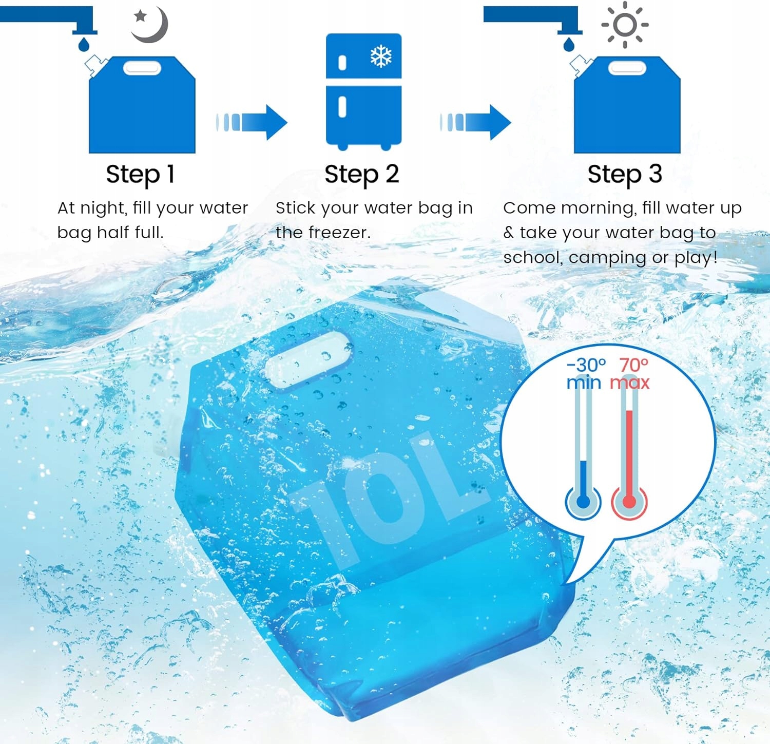 Zestaw 5 przenośnych kanistrów na wodę 10L SOMLAW Pojemność 5-10 l