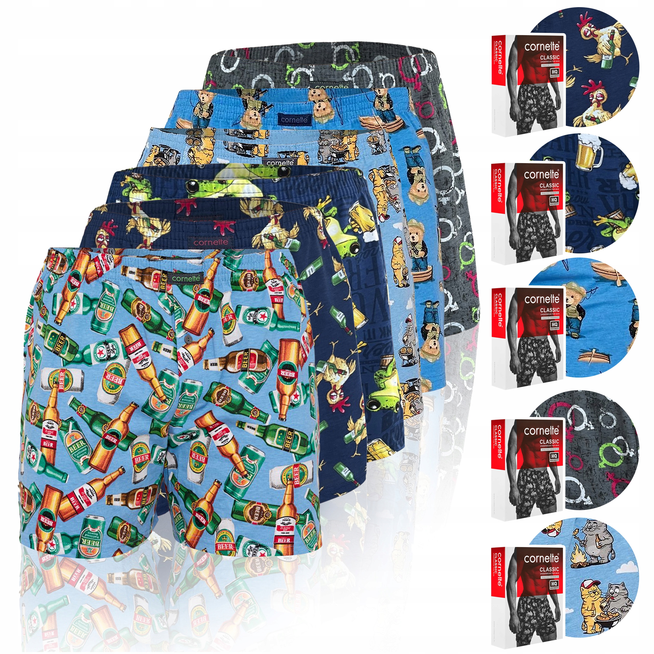Pánské volné bavlněné boxerky Cornette , 6 kusů BM152, klasické, Velikost L