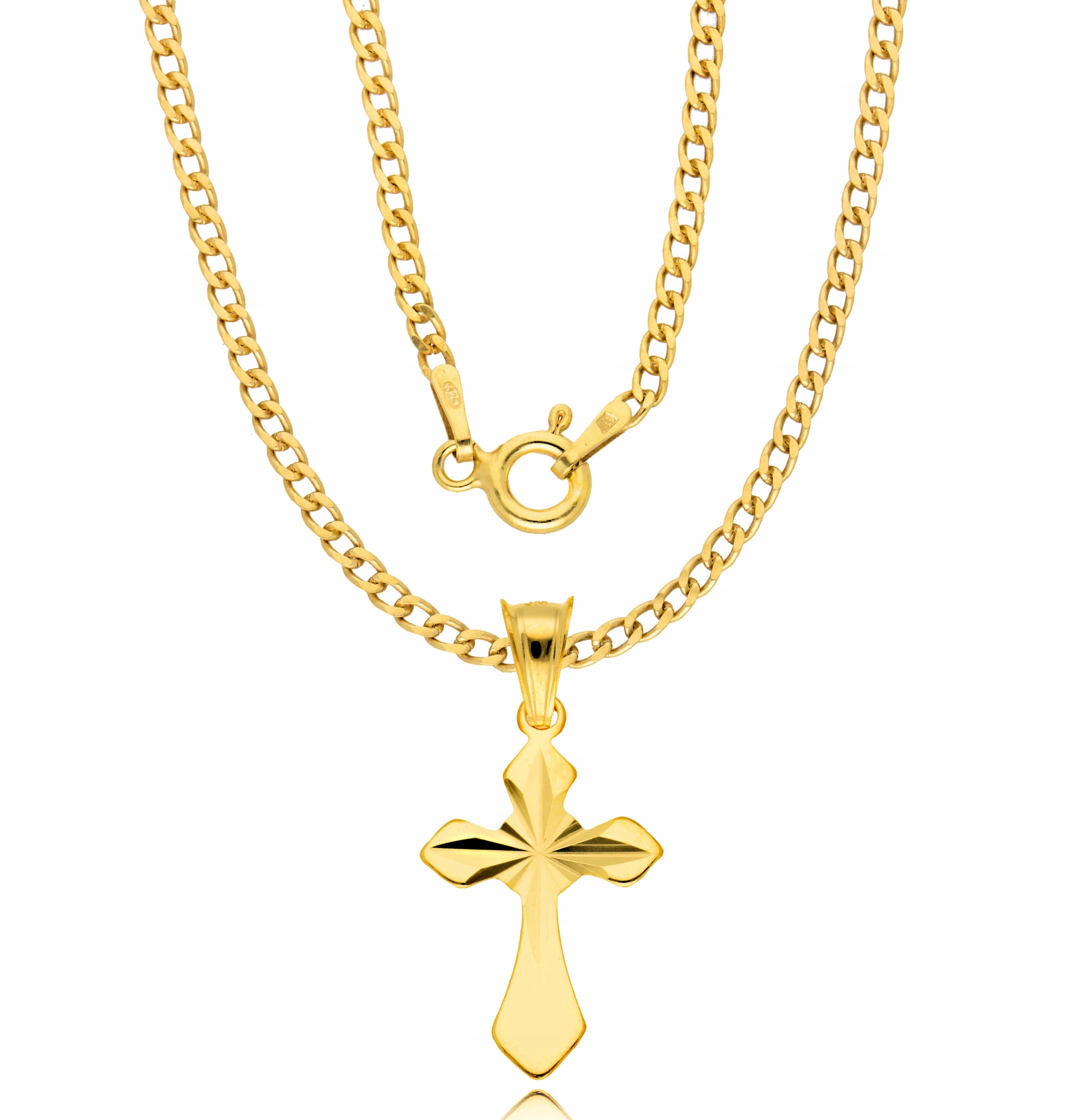 Złoty Łańcuszek 925 Krzyżyk Medalik Komunia Chrzest Bierzmowanie Grawer Marka Euforia