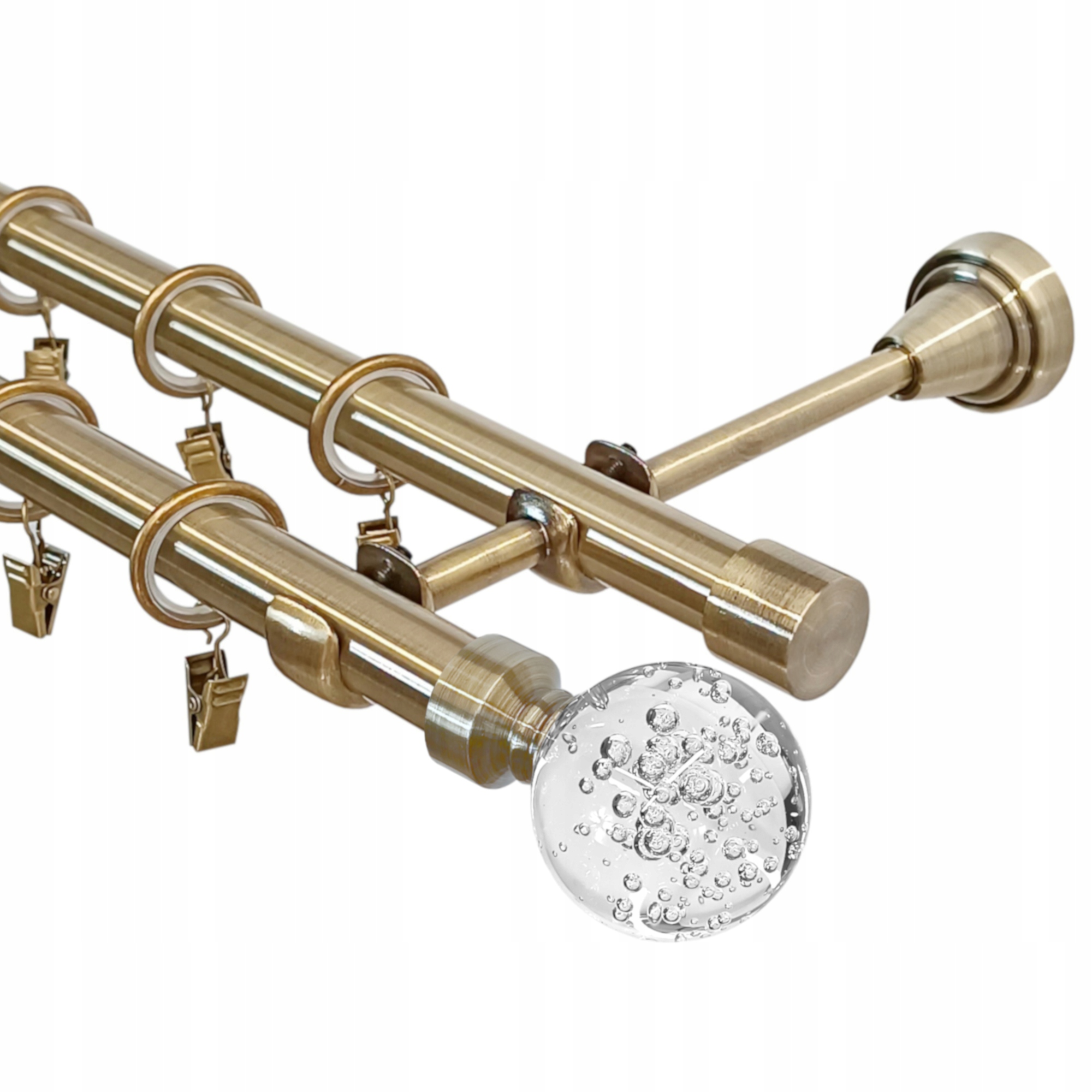 Garnýž Dvojitá Starožitné Zlato 19 MM 120 cm Kula Buble