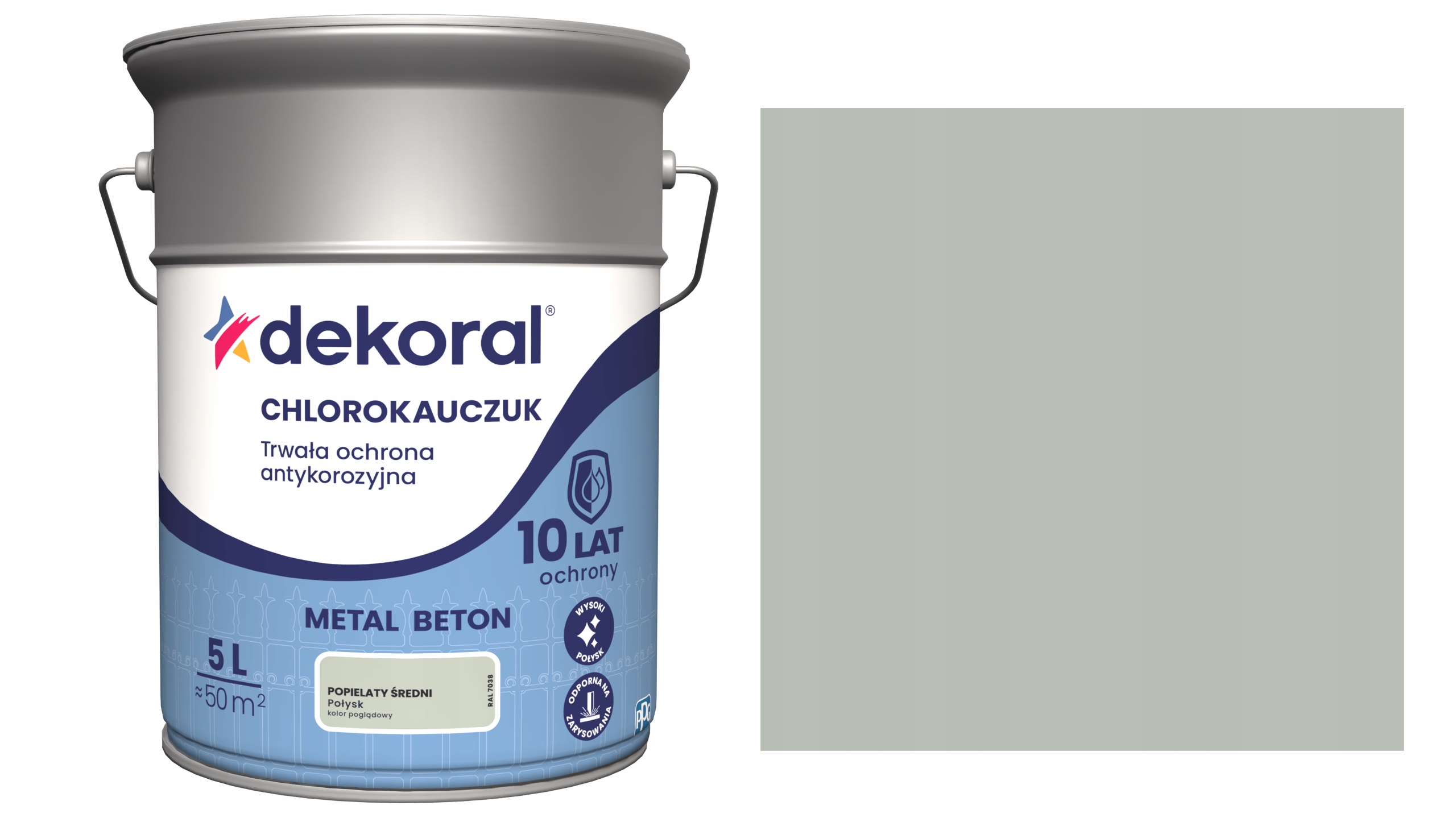 Dekoral Chlorokaučuk Na Kov A Betón 5 L Popolavý Stredný RAL7038