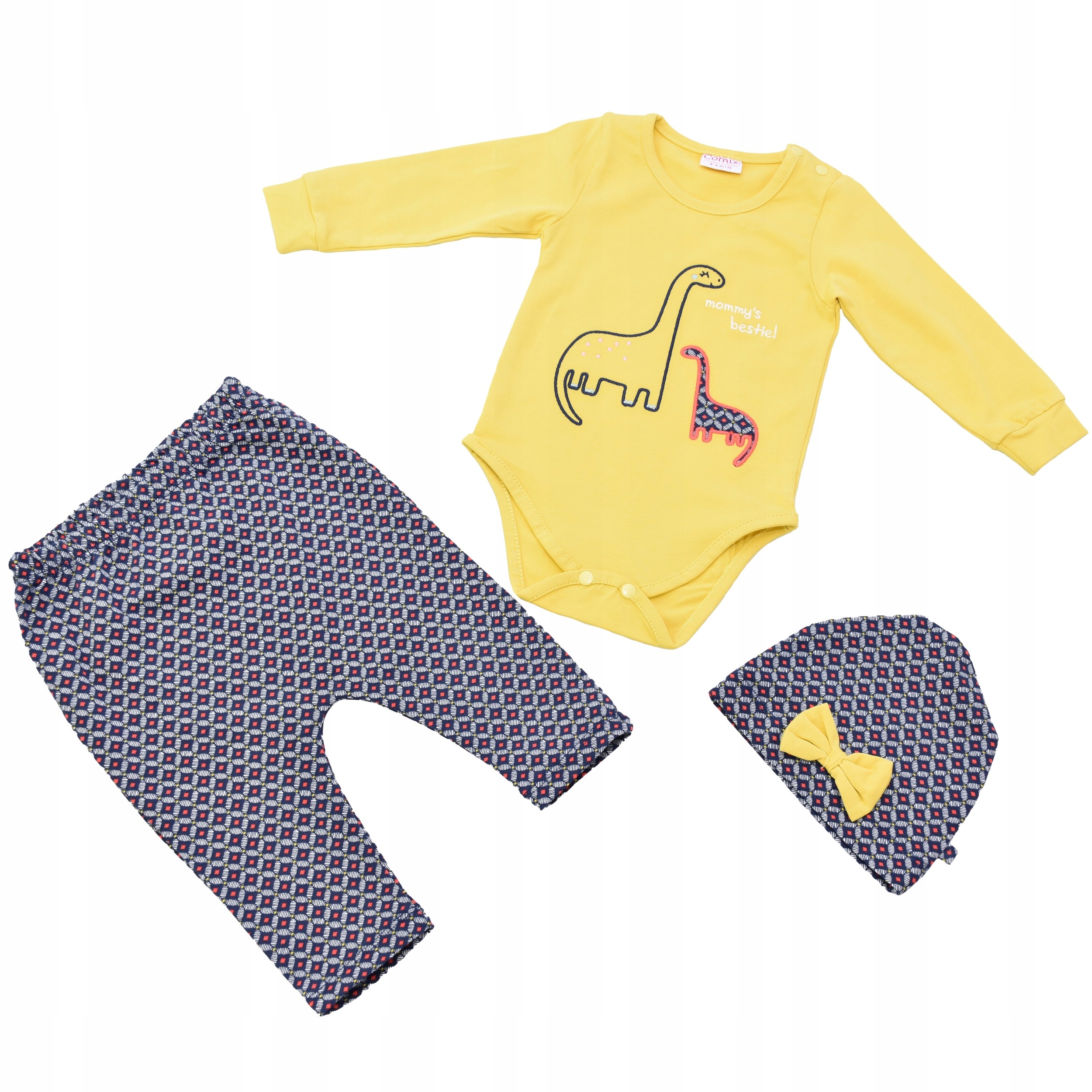 KOMPLET NIEMOWLĘCY BODY LEGGINSY CZAPKA KOKARDA 74