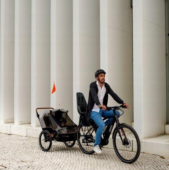 Bobike Przyczepka rowerowa 2w1 Grey Stelaż Aluminiowy