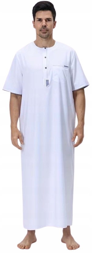 Dlouhá Pánská Noční Košile S Krátkým Rukávem A Kapsami Orientální Tunika M