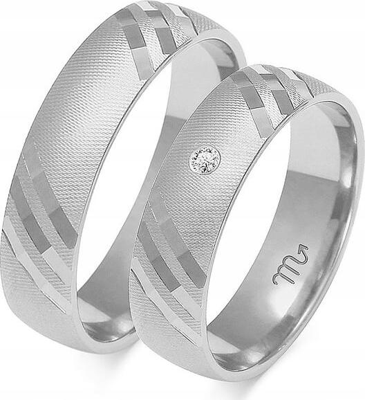 Bílé zlato snubní prsten pro pár 585 r 14 15 16 Elegantní klasický gravírování