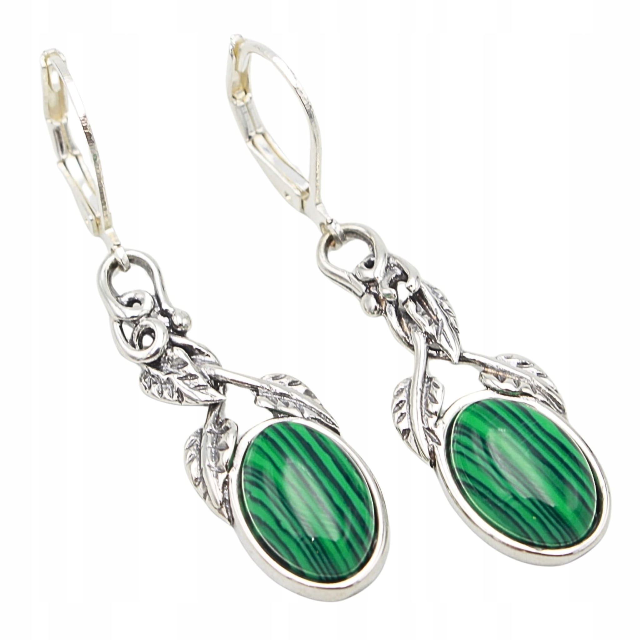 Stříbrné Náušnice S Malachitem Malachit Stříbro 925