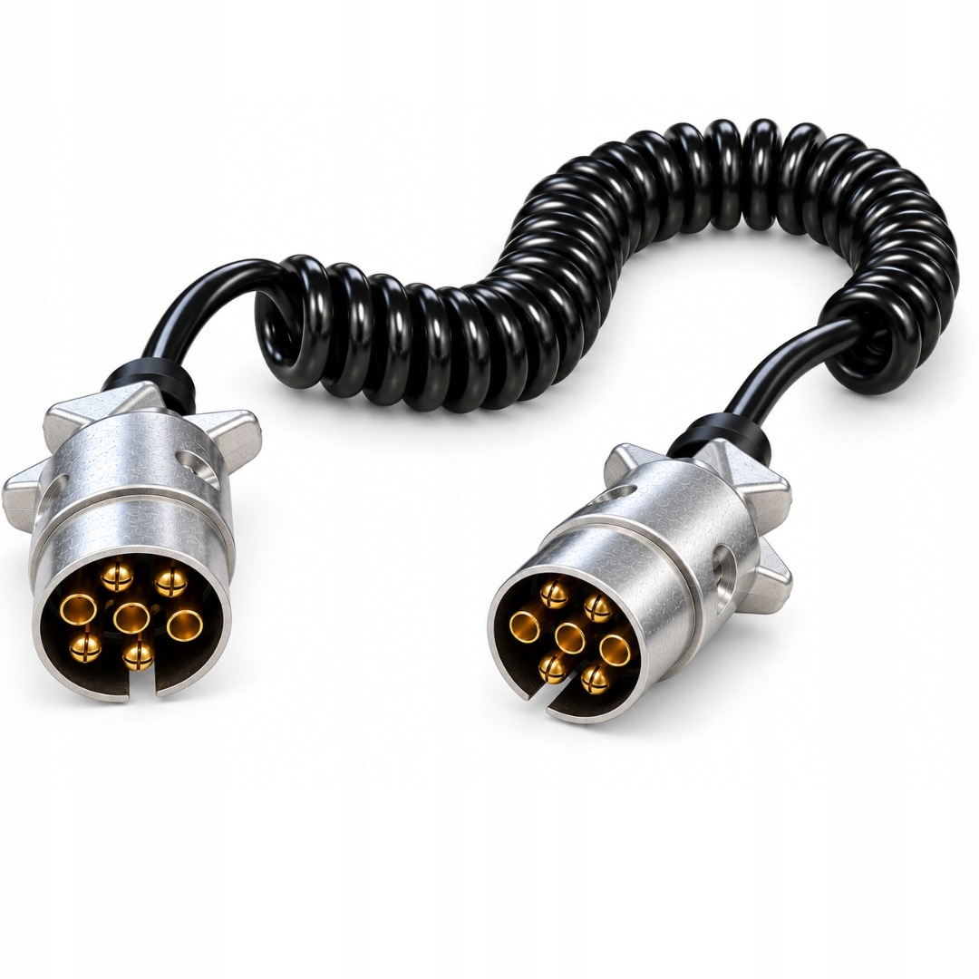 Przewód spiralny 7 Pin kabel przyczepy naczepy 12V 5m metalowe wtyczki