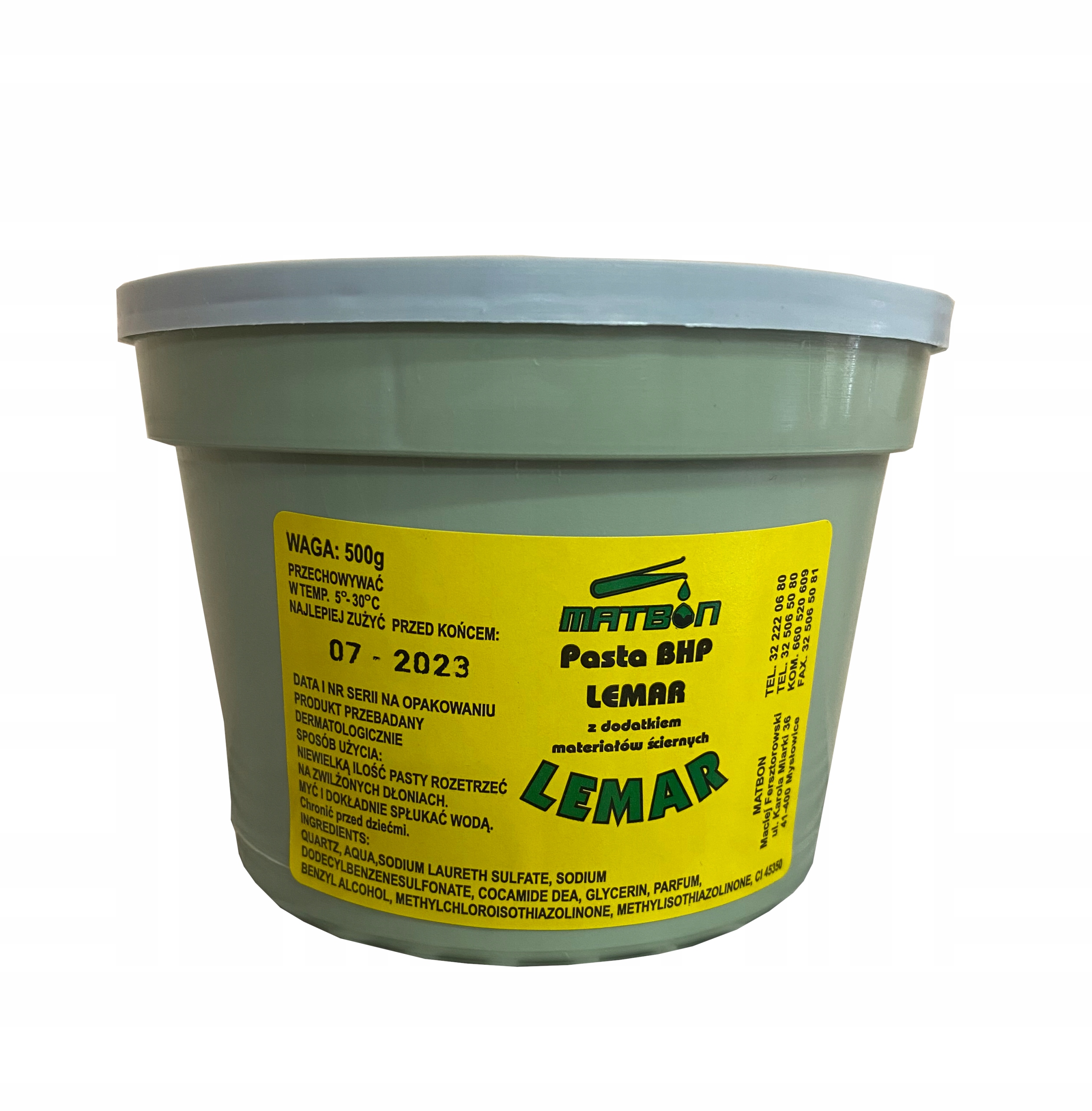 

Pasta Piaskowa-mydlana Bhp Do Rąk Lemar 500g