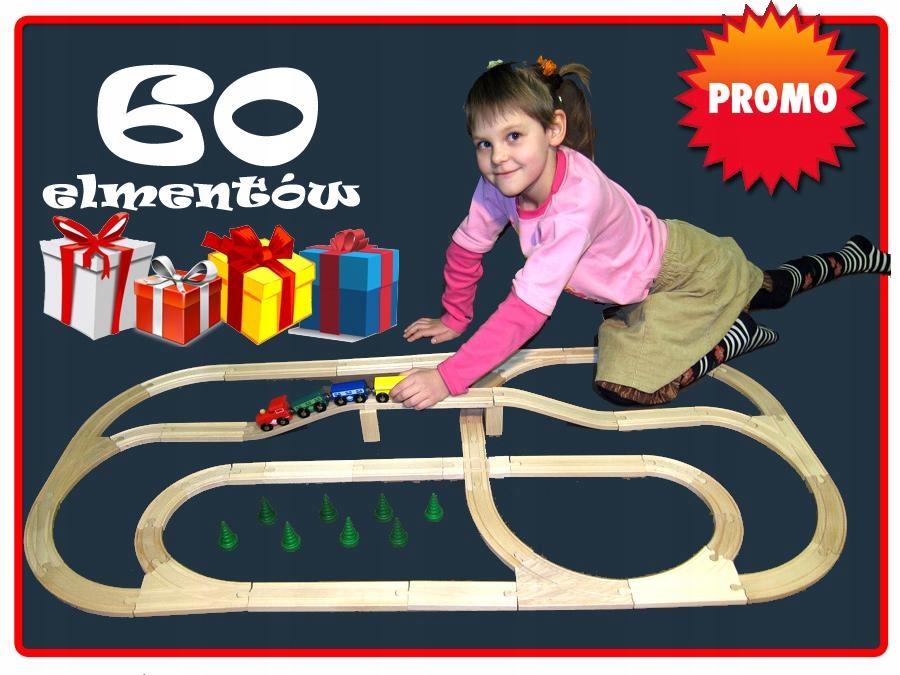 KOLEJKA DREWNIANA - MIX 135 ELEMENTÓW - PRODUCENT ! (Christmas Edit) Wiek dziecka 3 lata +