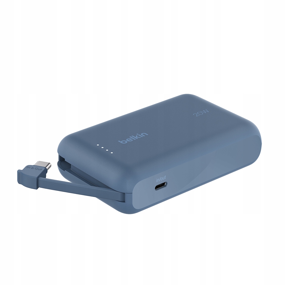 Belkin Powerbank 10 000 mAh, 20 W, vestavěný kabel Usb-c, modrá barva