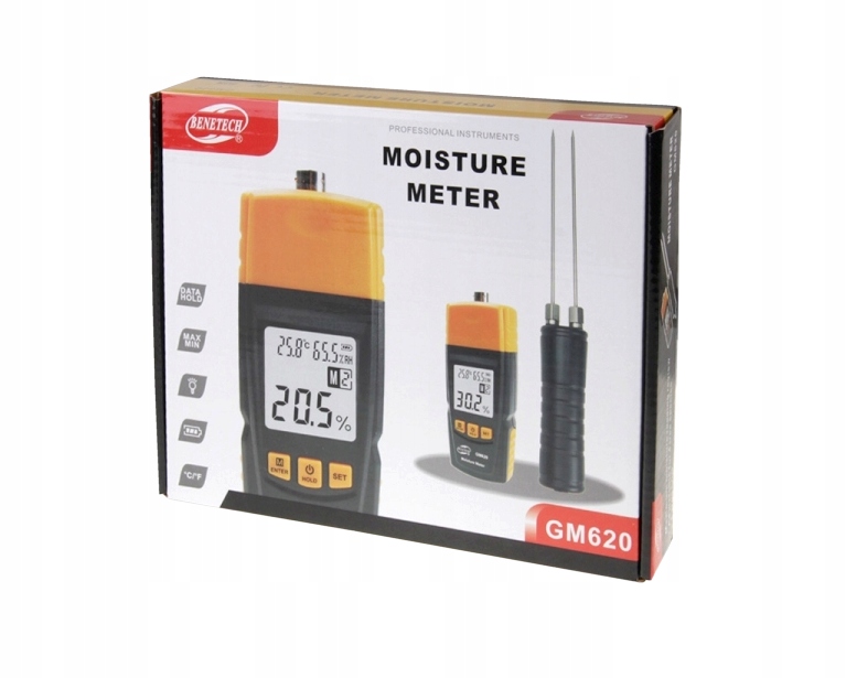 WILGOTNOŚCIOMIERZ MIERNIK WILGOTNOŚCI DO DREWNA TROCIN PELETU DRZEWNEGO CE Marka Benetech