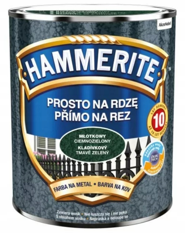 Hammerite farba na rdzę Ciemnozielony młotkowy 2,5L