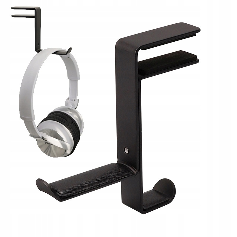 Wieszak na słuchawki pod blat regulowany czarny