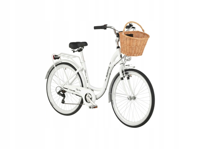 Rower miejski Indiana Moena A3B 26 cali damski Biały Koszyk wiklinowy