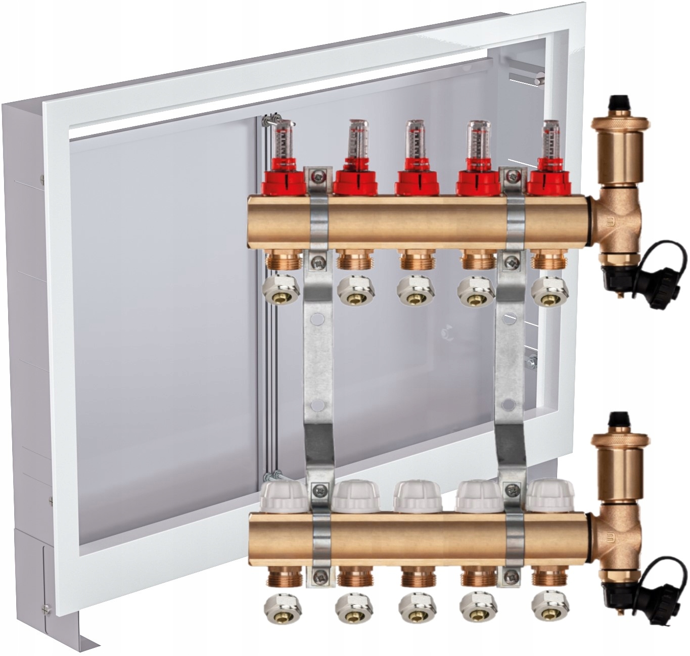 Rozdělovač pro podlahové vytápění 5 Pex Spojky Podomítková Skříňka