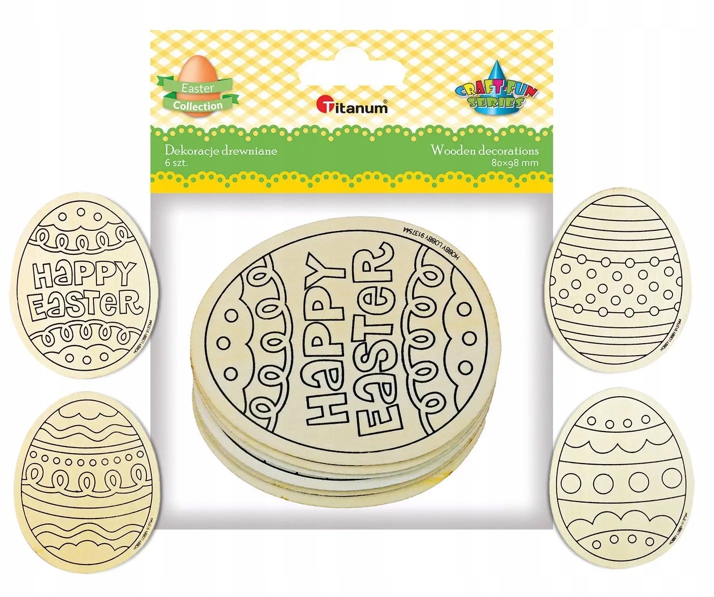 

Dekoracje drewniane Pisanki 6 szt Titanum