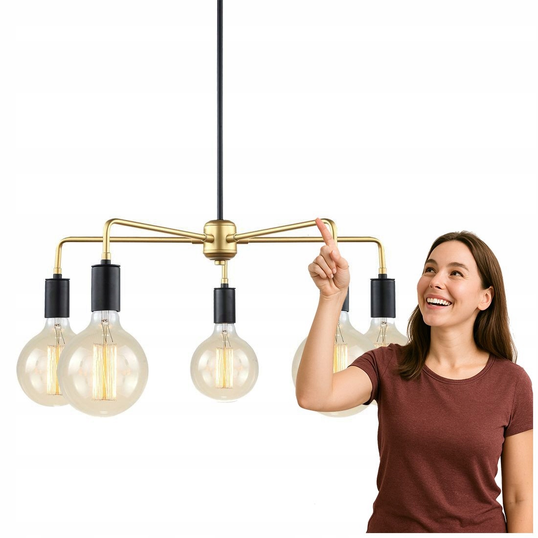 Závěsná lampa Malene MDM3386/5 Bk+gd Italux