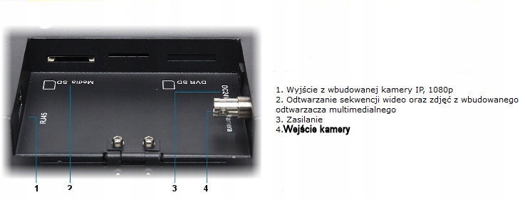METALOWY MONITOR SAMOCHODOWY LCD 10 + MONITORING Kolor czarny