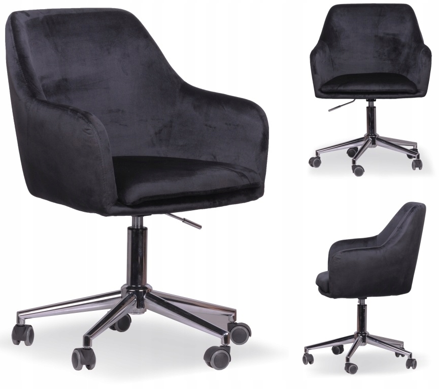 

nowoczesny fotel obrotowy Emma Czarne Velvet