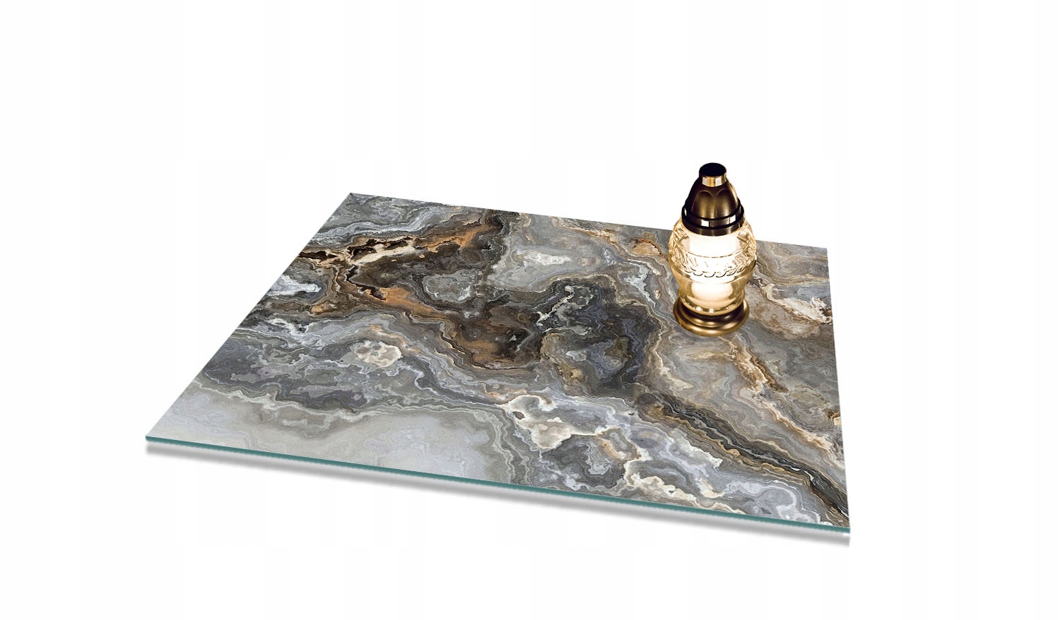 Podstavec na Památník Tvrzené sklo na Zničení Květiny vzor Mramor 60x52cm