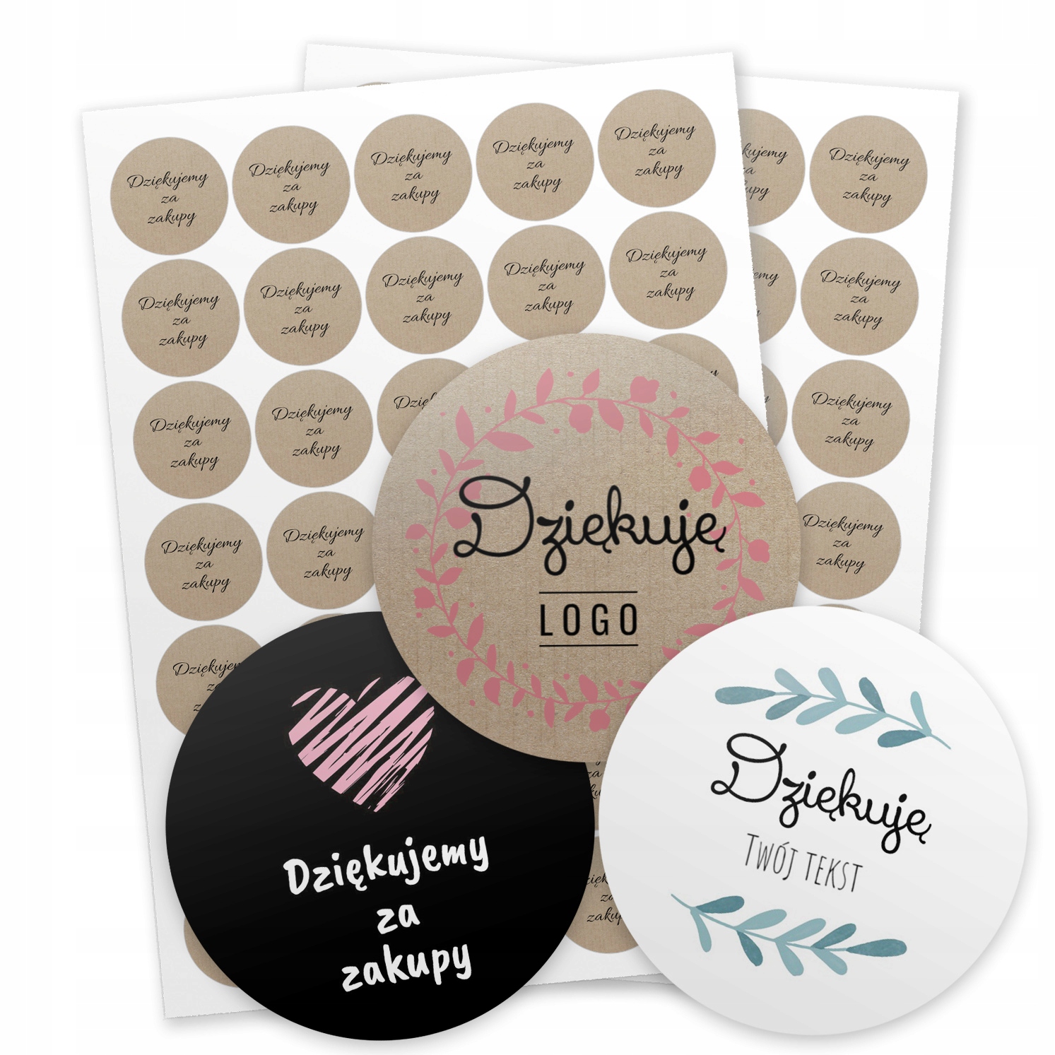 

Naklejki Dziękujemy za zakupy okrągłe 3,5cm 80 szt