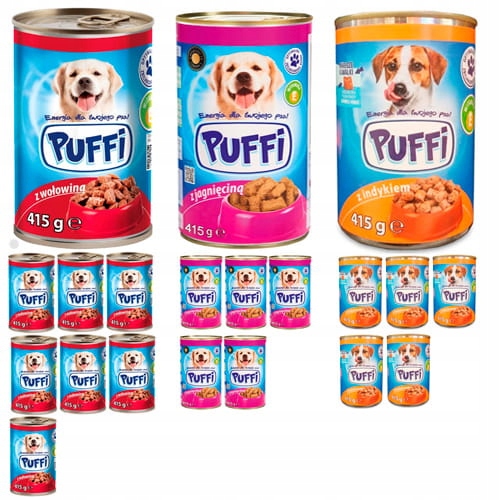 Levně Krmivo pro psy Puffi Mix chutí 20x415 g