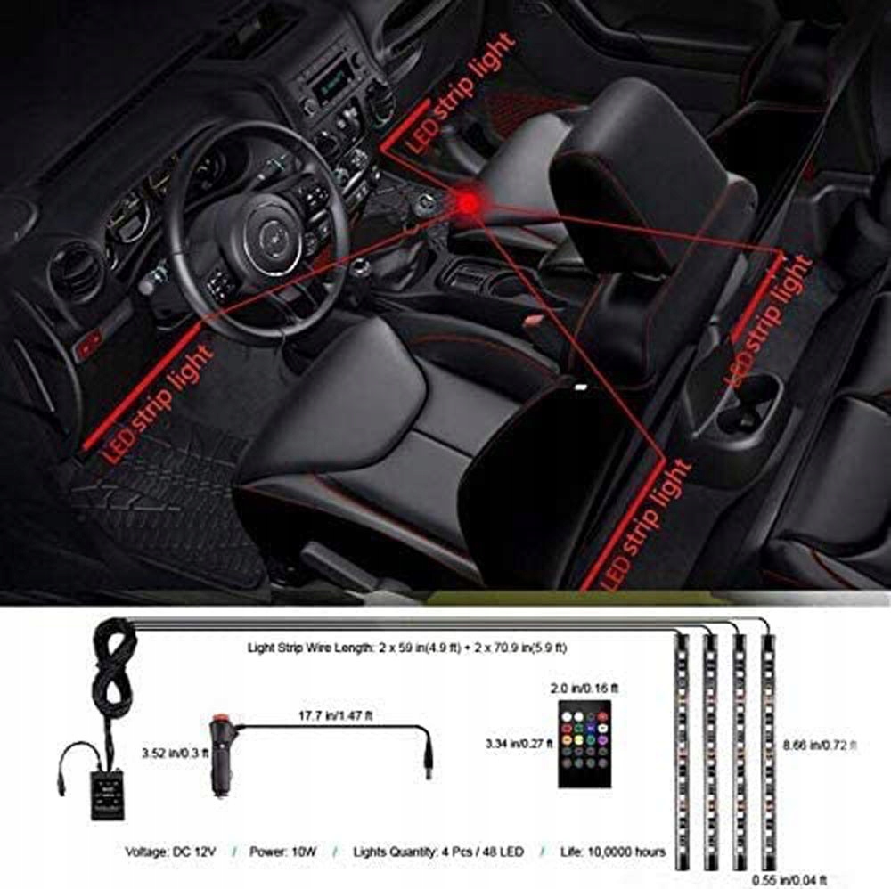 TAŚMY LISTWY LEDOWE DO SAMOCHODU RGB 12V NA PILOTA Producent części Inny