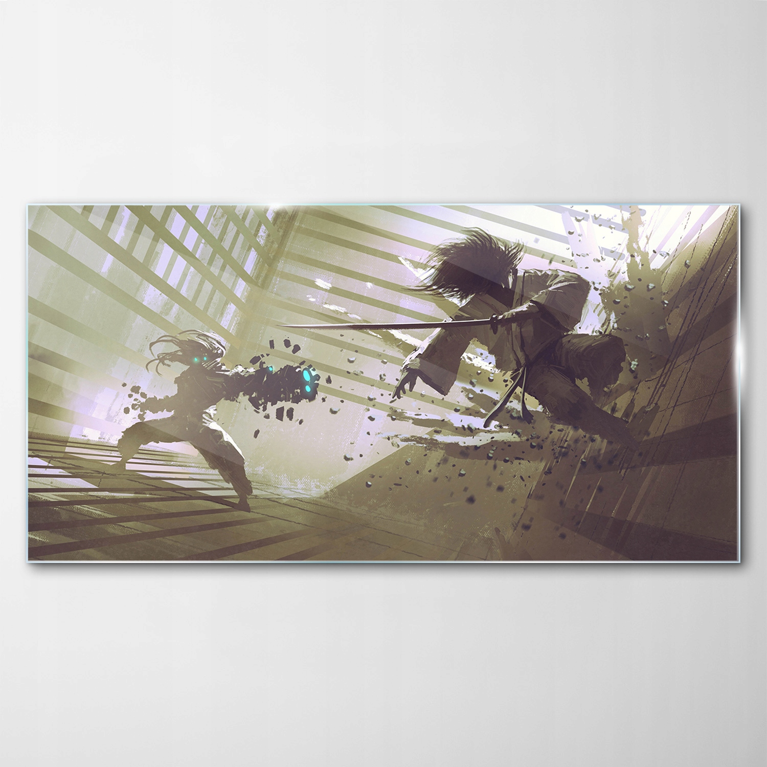 Tvrdený sklenený obraz Boj Samuraj Robot 100x50