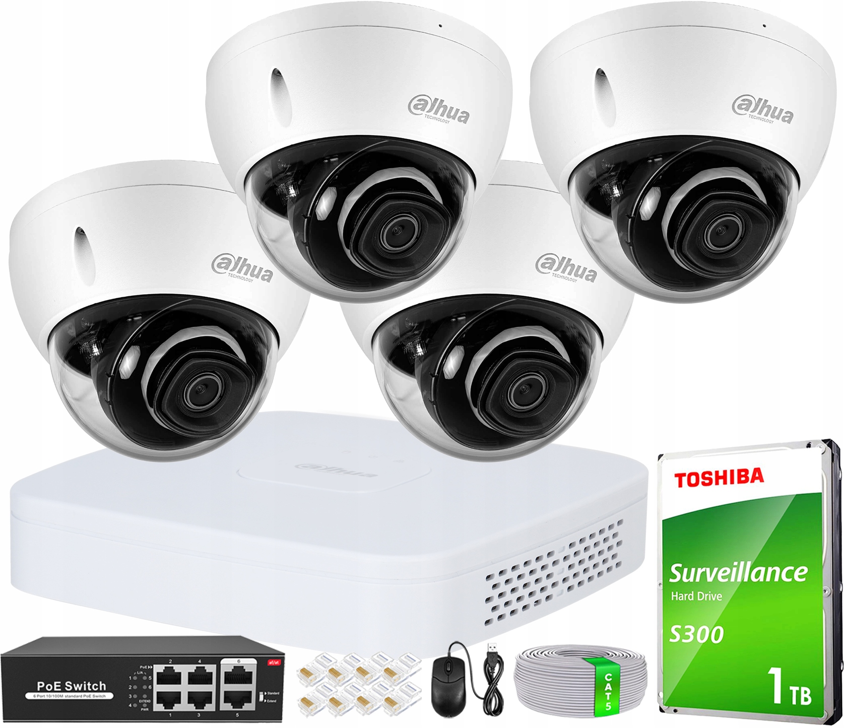 Monitorování Dahua Ip Komplet 4 Kamery 8Mpx IK10 Rekordér Disk 1TB