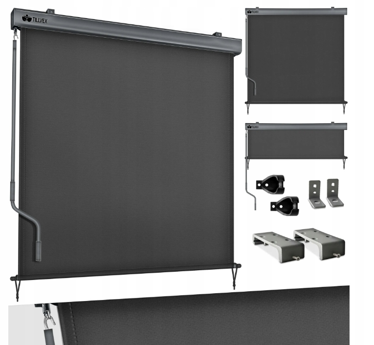 Balkonová Markíza na strešné okno, vonkajšia, terasová, 140 x 250 cm, sivá