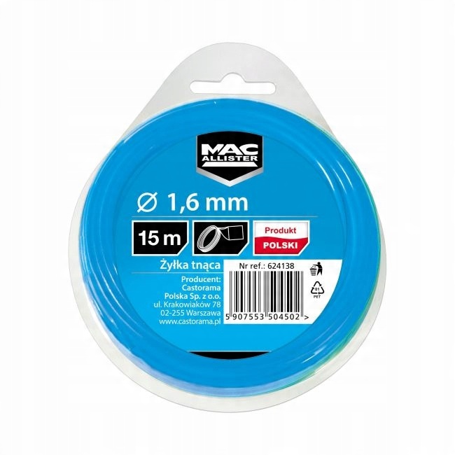 

Żyłka tnąca MacAllister 1,6 mm x 15 m