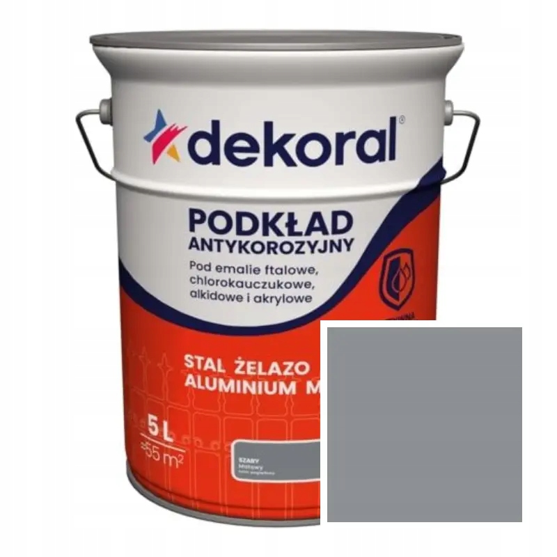 Podkład antykorozyjny szary 5l Dekoral