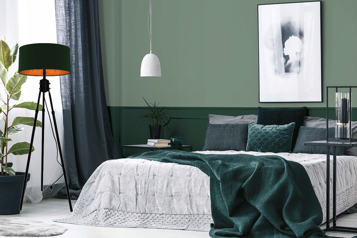 LAMPA STOJĄCA PODŁOGOWA TRÓJNÓG ABAŻUR 40CM LED Styl nowoczesny