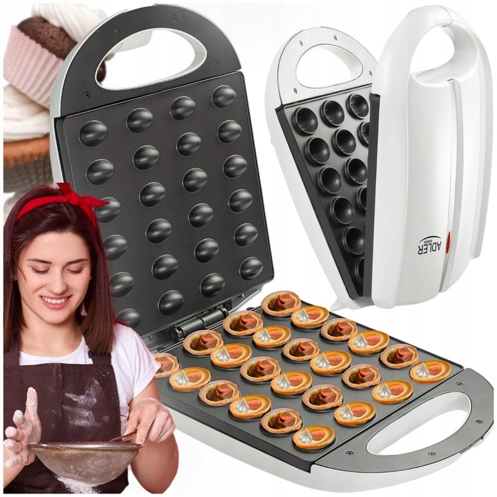 toustovač na pečení cookies/ořechů Velký XL 24 kusů 2 minuty 1600 W Bílý Adler Ad 3039