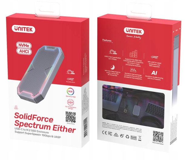 Kieszeń na dysk Unitek S1210B M.2 SSD PCIe/NVMe 10Gbps USB 3.2 Gen. 2 typ C Stan opakowania oryginalne