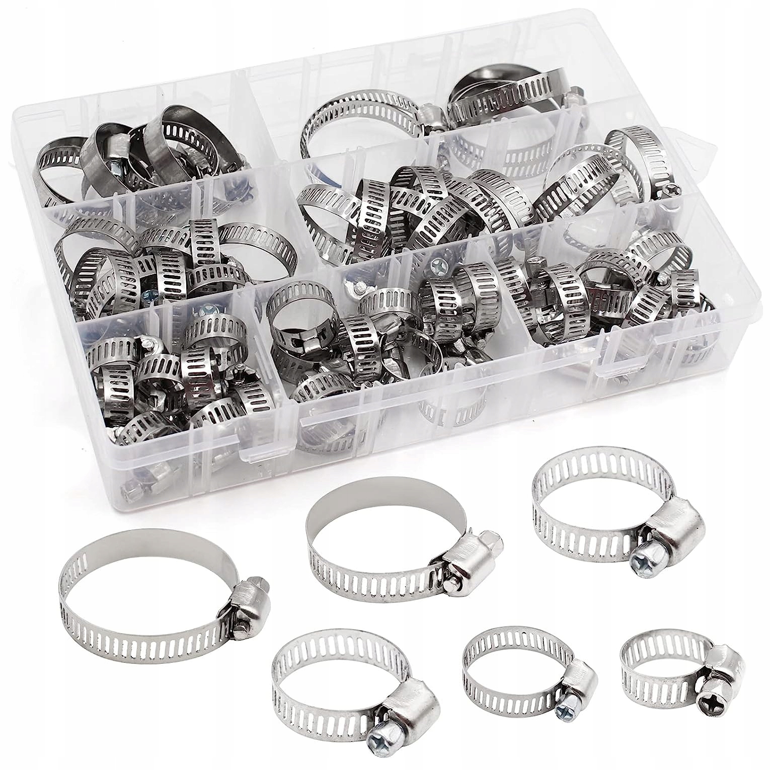 METALOWE OPASKI ZACISKOWE SKRĘCANE ŚLIMAKOWE 60 EL ZESTAW