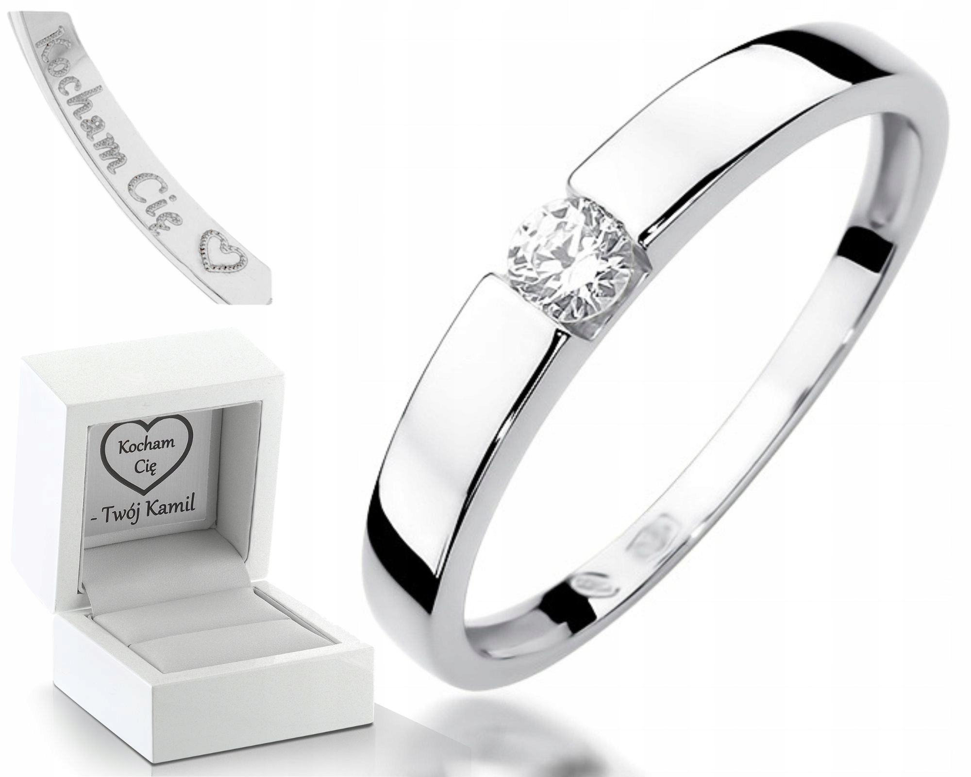 Prstýnek S Briliantem Bílé Zlato Gravírování Bonus Zlato Jako Dárek