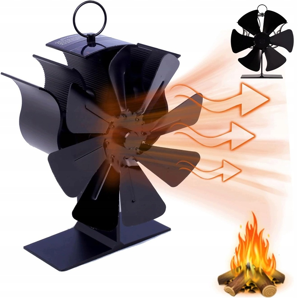Termoelektrický Krbový Ventilátor Napájený Teplem, Tichý Ventilátor, Černý