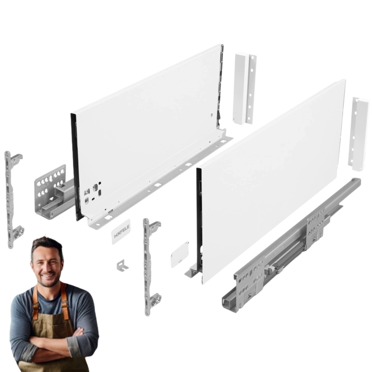 Šuplík Hafele Matrix Slim 270 mm H-199 35 kg 514.15.820 Tenkostěnná bílá