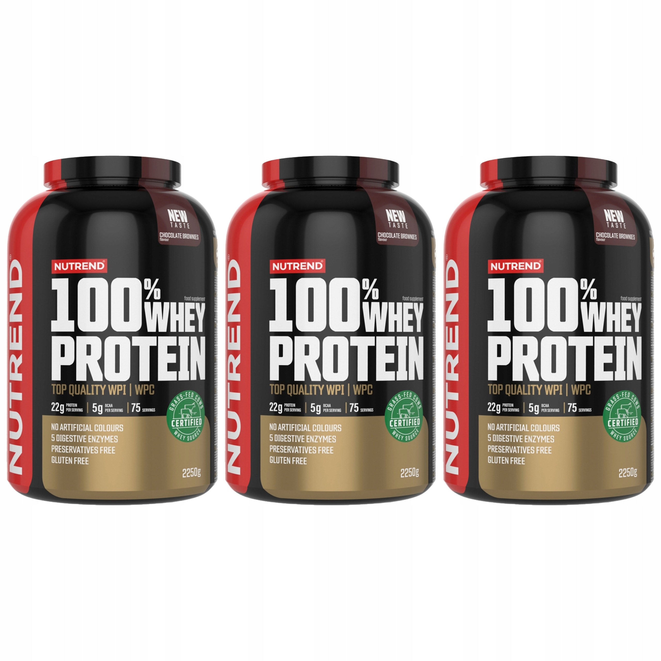 3x Bílkoviny Whey Protein Wpc Wpi 2250 g Svalová hmota Síla Nutrend