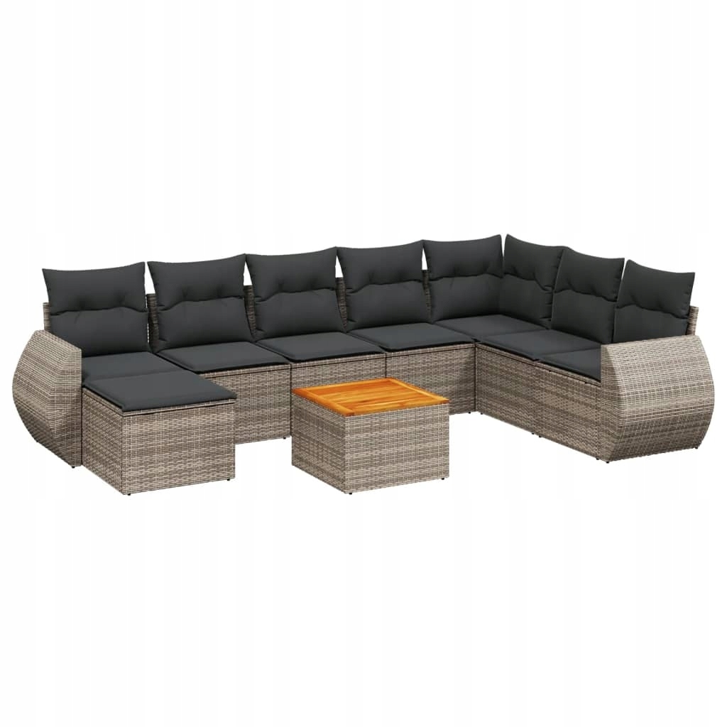 Set zahradního nábytku VidaXL technorattan vidaXL šedý 9 el.