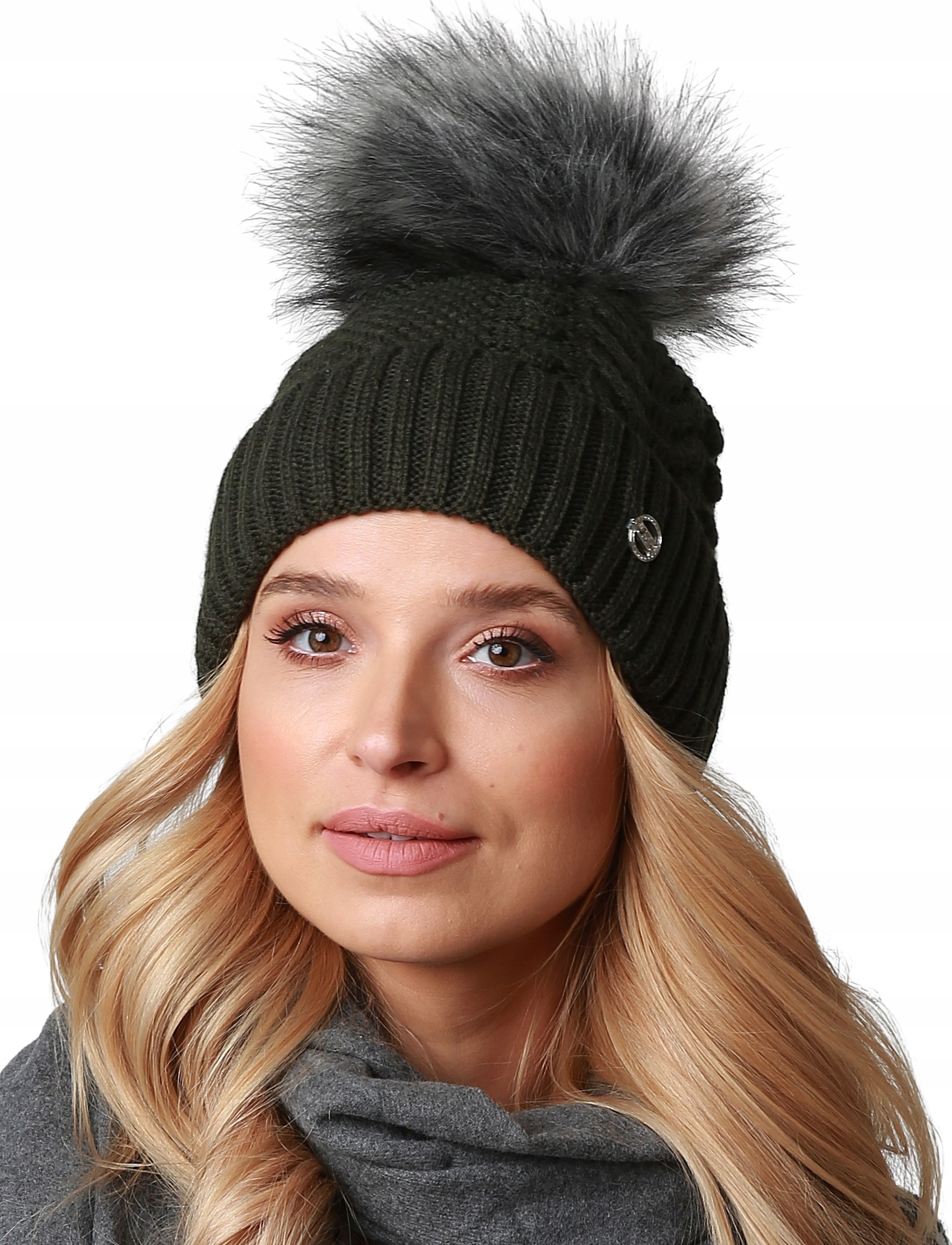 

Damska ciepła wywijana Czapka z polarem Khaki V6