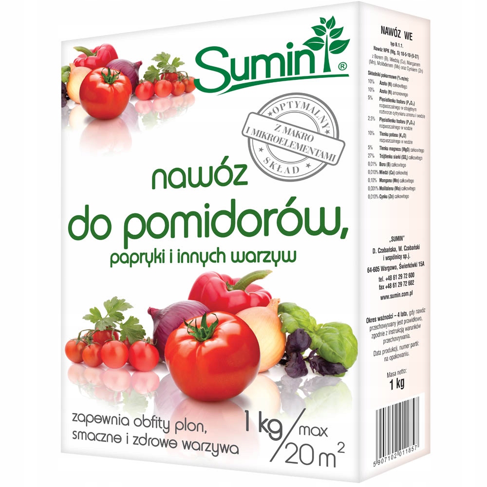 

Nawóz do pomidorów, papryki i warzyw 1kg Sumin