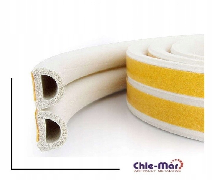 Uszczelka do okien PROFIL ''D'' 14x12mm BIAŁA 40m Grubość 12 mm