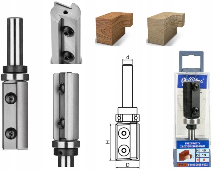 Globus Frez Prosty Łożysko Płytki D=19 H=40 d=8 FT405-0008-0002